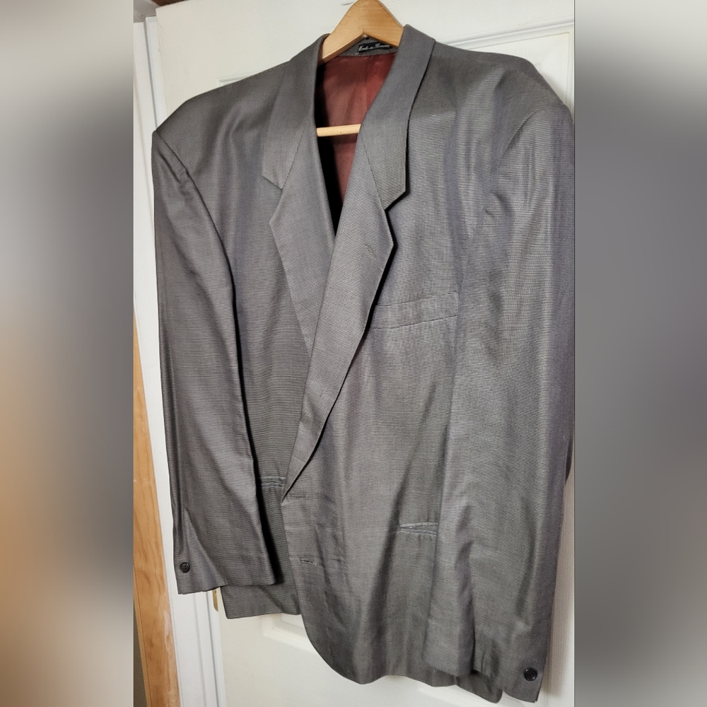 Mens Sport Coat 80S Vintage  48 R Broad shouders Tapperd waist